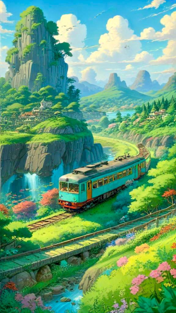 Train Passing Through Nature Mobile Phone Wallpaper Image 1